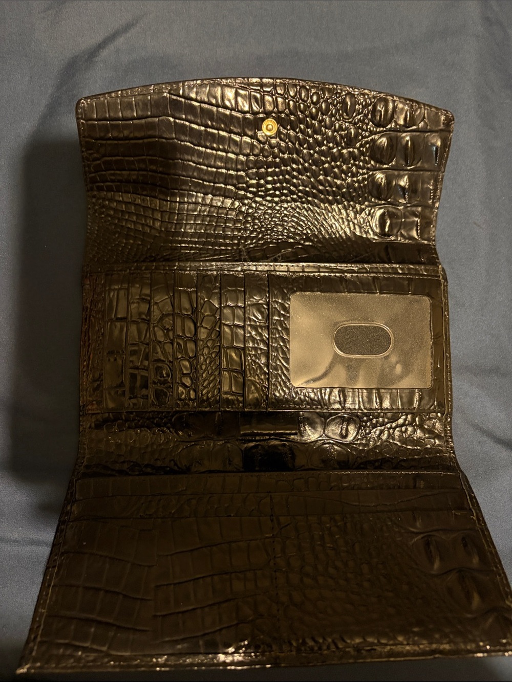 Brahmin Black Croc-Embossed Clutch with Gold Hardware - Picture 3 of 10